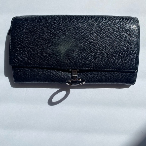 BVLGARI BULGARI Grain Calfskin Wallet in Black preowned soft close - Picture 3 of 15